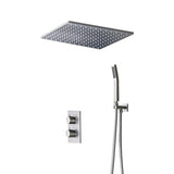 Grifo de ducha termostático de lluvia moderno de 16 ", sistema de ducha de níquel cepillado con ducha de mano