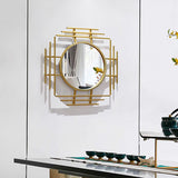 Miroir mural en métal géométrique en or 3D de luxe Miroir mural en métal chevauchant la décoration intérieure