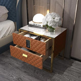 White 2 Drawers Bedroom Nightstand with Electronic Lock Stainless Steel Base