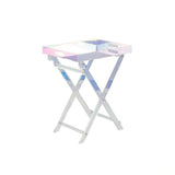 Modern Acrylic Folding Side Table Clear Square Iridescent End Table