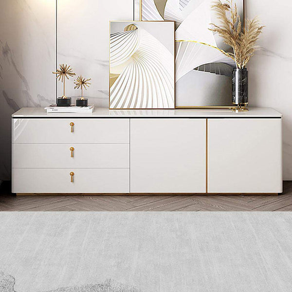 Modern White Rectangular TV Stand with Drawers & Doors for TVs Up To 70 ...