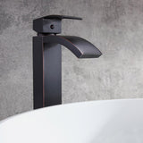 Zosh Modern Waterfall Spout One Hole Solid Brass Vessel Sink Faucet in Antique Black