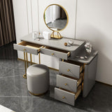 Makeup Vanity Set Retracted&Extendable Dressing Table with Drawer&Stool&Cabinet Included