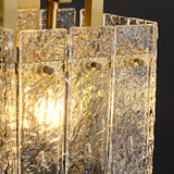 Moderne 1-flammige dekorative Wandleuchte aus Messing mit Glasschirm mit Wasserriffelung