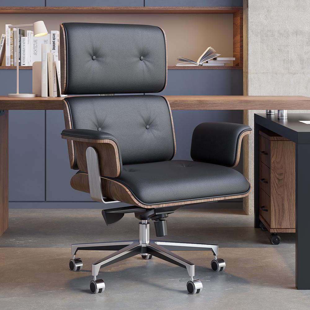 Modern Black Home Office Chair Upholstered Swivel Task Office Chair Height