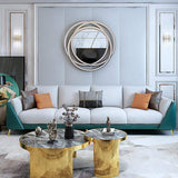 110.2" Modern White & Green Linen Upholstered 4-Seater Sofa with Stainless Steel Frame-Furniture,Living Room Furniture,Sofas &amp; Loveseats