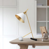 Postmoderne 1-flammige Schreibtisch-Tischlampe in Weiß und Gold für Schlafzimmer und Wohnzimmer