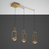 Lámpara colgante lineal de cristal con forma de isla de cocina de 5 luces en dorado