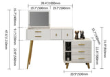 Modern White Makeup Vanity Extendable Dressing Table with Drawers & Flip Top Mirror