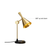 Lampe de table à bras swing en or et noir lampe de bureau en métal moderne