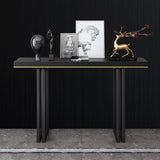47 "طاولة لهجة دخول طاولة وحدة تحكم ضيقة الخشب الصلب الأسود والمعادن بشكل كبير