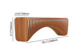 Modern Natural Wooden Curved Entryway Bench Seat Vertical Linear Surface