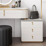 Modern 5-Drawer White Makeup Vanity Table Mirror & Side Cabinet Included