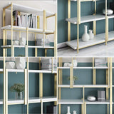 Modern Standing Etagere Bookshelf in Metal & Wood-Bookcases &amp; Bookshelves,Furniture,Office Furniture