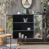 53" Modern Painted Sideboard Buffet with Glass Doors and Shelves