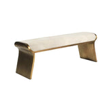Beige Modern Stainless Steel Bench Leath-Aire Upholstered Ottoman