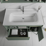 32" Green Bathroom Vanity Freestanding Integral Ceramic Sink with Door & Drawer