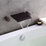 Grifo de lavabo de baño de cascada montado en la pared de latón macizo Moda manija de doble perilla en bronce aceitado