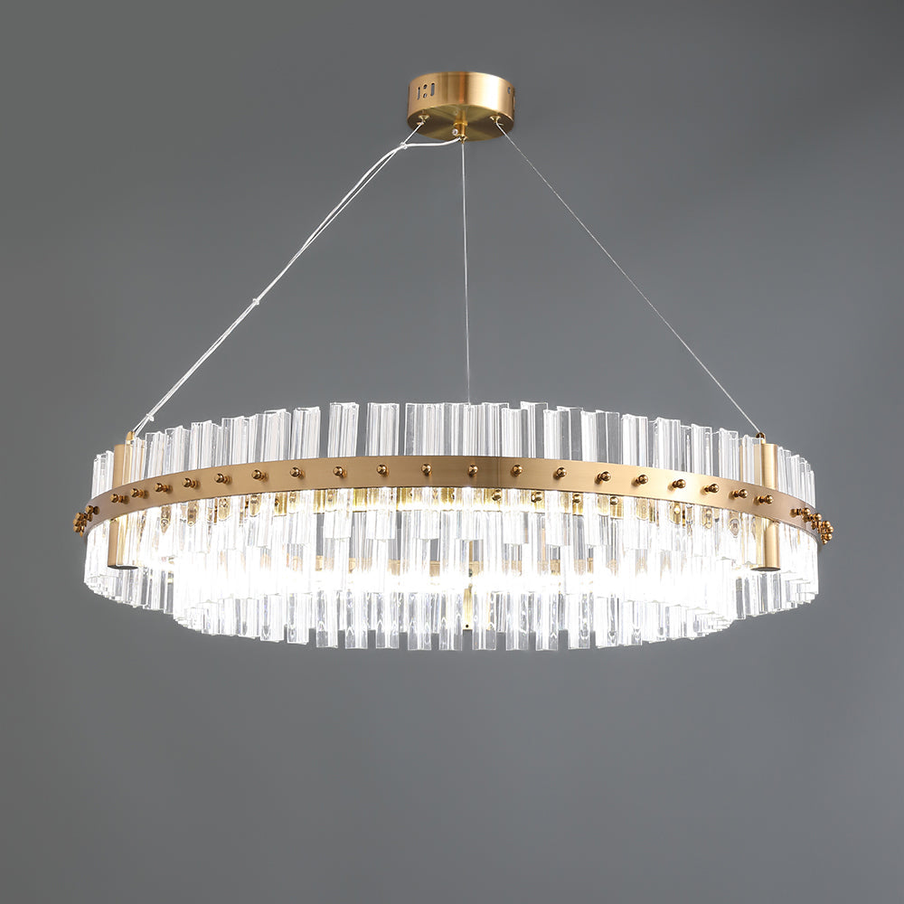 Contemporary Glass Living Room Chandelier in Brass