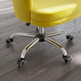 Blue Modern Swivel Office Chair Velvet Upholstered Task Chair Adjustable Height