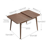 53 インチ ウォールナット/ナチュラルのモダンで素朴な無垢材の長方形のミニマリストの拡張可能な折りたたみ式ダイニング テーブル
