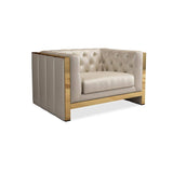 Modern Beige Faux Leather Tufted Sofa & Loveseat Living Room Set of 3-Furniture,Living Room Furniture,Living Room Sets