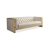 Modern Beige Faux Leather Tufted Sofa & Loveseat Living Room Set of 3-Furniture,Living Room Furniture,Living Room Sets