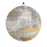 Modern Gray and Gold Abstract Round Velvet  Indoor Area Rug 4'