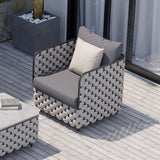 27.6" Wide Modern Aluminum & Rope Outdoor Patio Sofa with Cushion in Gray