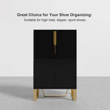 Aro Black Shoe Storage 18 Pairs Shoes Cabinet in Gold