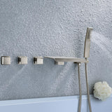 Moda Waterfall Wall Mounted Tub Filler Faucet with Hand Shower Brushed Nickel