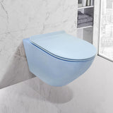 Modern Blue One-Piece Round Wall Mounted Toilet Ceramic Simplism