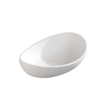 Bathroom Stone Resin Oval Vessel Sink Modern Art Sink Glossy White with Pop Up Drain