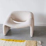 28.3" Modern White Lamb Wool Accent Chair Lounge & Chair-Richsoul-Chairs &amp; Recliners,Furniture,Living Room Furniture