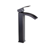 Zosh Modern Waterfall Spout One Hole Solid Brass Vessel Sink Faucet in Antique Black