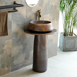 Fregadero de pedestal de arcilla de caolín retro vintage Fregadero de baño independiente
