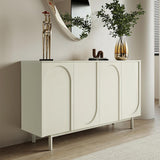 55" White Arch Sideboard Buffet with 4 Doors Carved Credenza