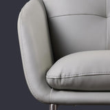 Chaise de bureau tuftée en faux cuir gris pour chaise de tâche rembourrée de bureau en acier inoxydable