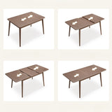 Moderner, rustikaler, rechteckiger, minimalistischer, ausziehbarer, klappbarer Esstisch aus Massivholz, 133 cm, in Nussbaum/Natur