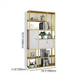 Estantería geométrica moderna de 5 niveles de 70.9" con 1 cajón y 1 puerta en blanco y dorado