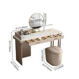 Modern Stone Top Makeup Vanity with Mirror & Storage in Light Gray