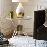 23.6"Dia Modern Clear Acrylic End Table Small Round Side Table