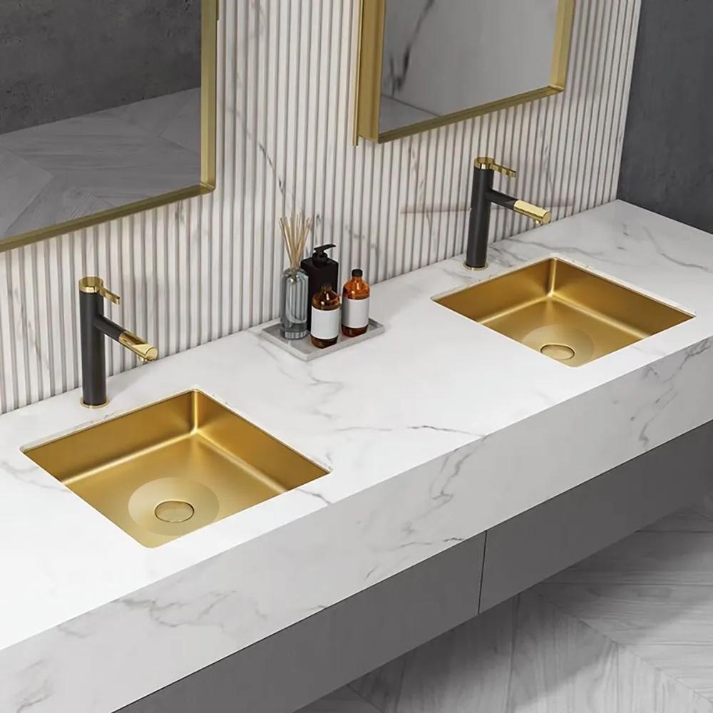 Lavabo rectangulaire en acier inoxydable de luxe en or Undermount Salle de  bain lavage de salle de bain-wehomz – Wehomz