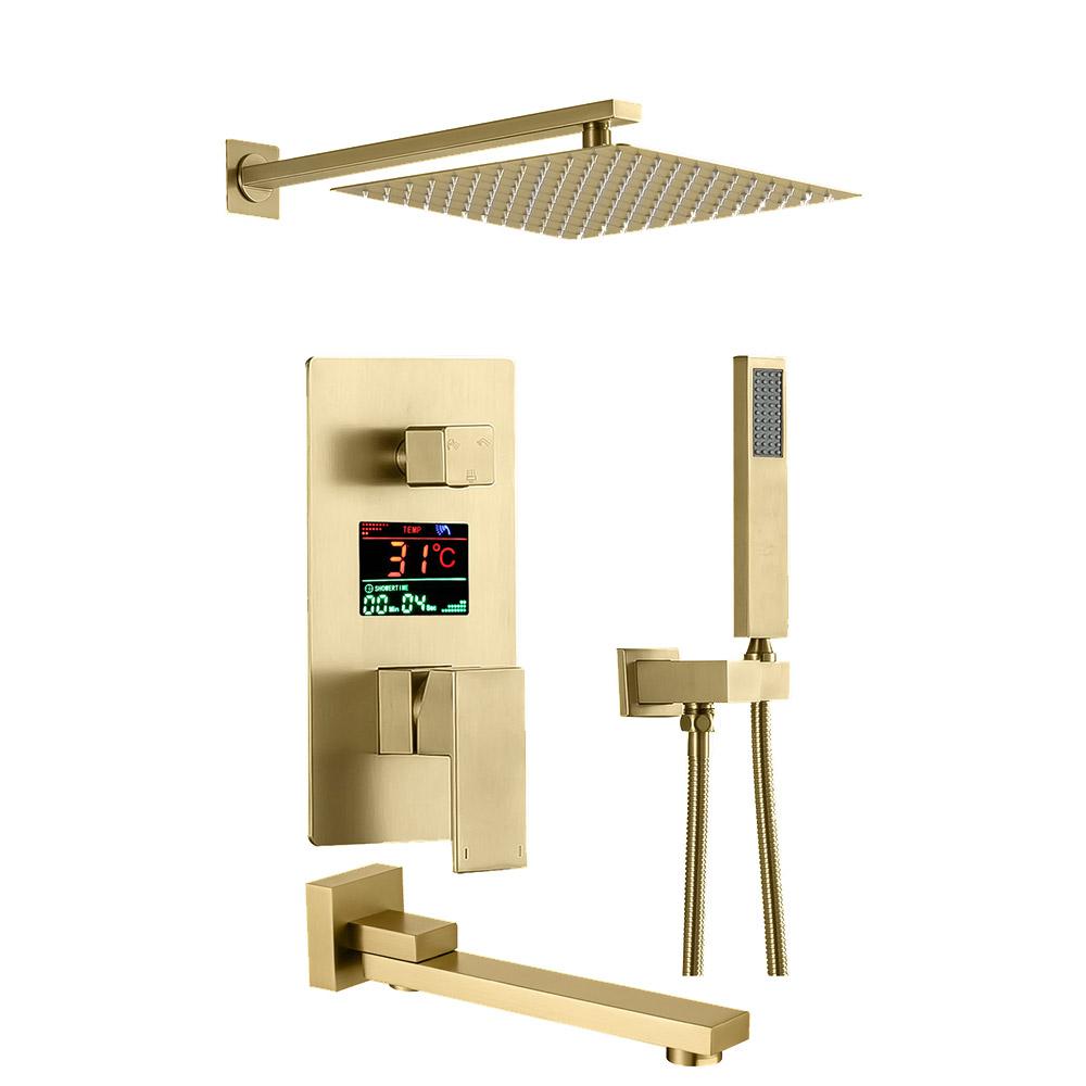 LED Digital Display Shower System with Hand Shower Kit & Tub Filler 2-Function