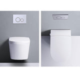 White & Black Elongated One-Piece Wall Mounted Automatic Toilet with In-Wall Tank