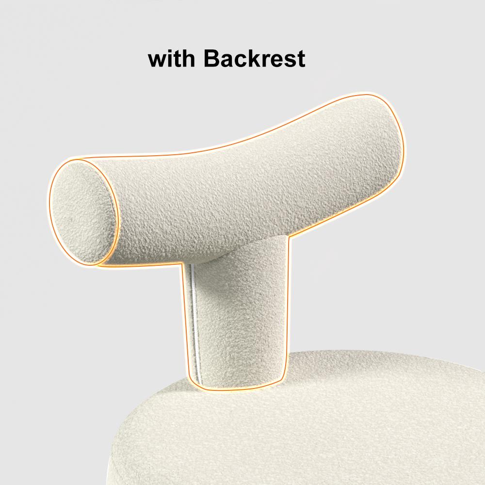 Taburete de tocador Boucle blanco moderno con asiento redondo y