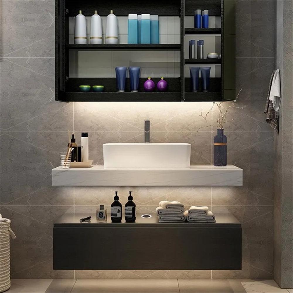 40" Modern Floating Bathroom Vanity Set With Single Sink White and Black