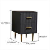 Modern White Rectangle Nightstand with 2 Drawers and Gold Metal Base