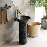 Antique Black Pedestal Sink Gaolin Wash Sink without Drain & Faucet Outdoor and Indoor