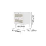 Nordic White Nightstand Rattan Bedside Table with 2 Drawers Solid Wood